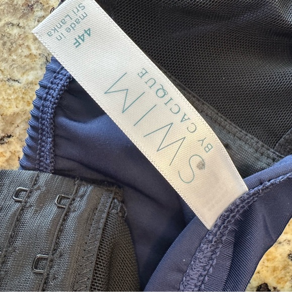 Cacique NEW Navy Blue Bikini Top SIZE 44F balconette multiway straps Lane Bryant - Picture 4 of 4